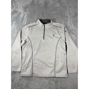 Under Armour Sweater‎ Mens XL Grey 1/4 Zip Fleece Lined Pullover Logo